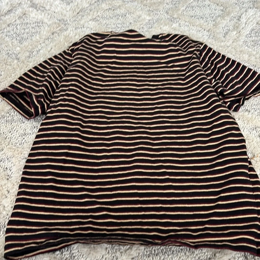 Wonder Nation boys shirt size 10-12 Large black, tan and maroon stripes